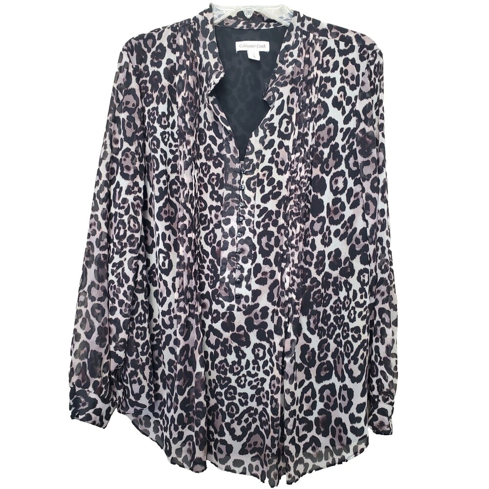 Coldwater Creek Animal Print Pleated Lined Long Sleeve Tunic Size 1X (18)
